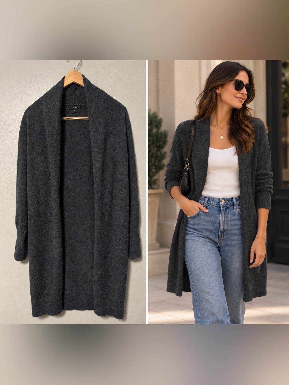 Quince Women Mongolian Cashmere Duster Cozy Cardigan Sweater Size Small